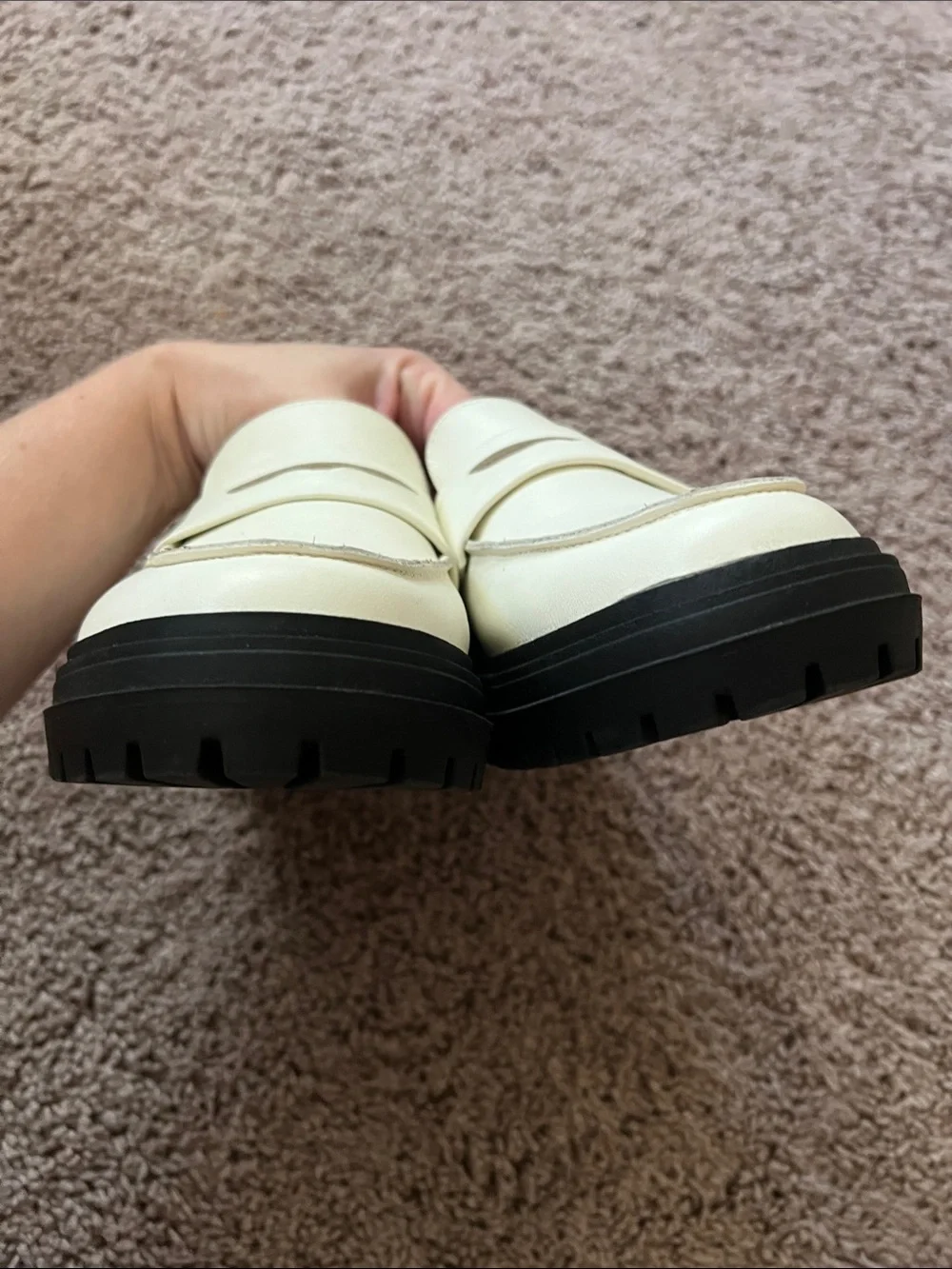 Quince Cream Italian Leather Lug Sole Loafer